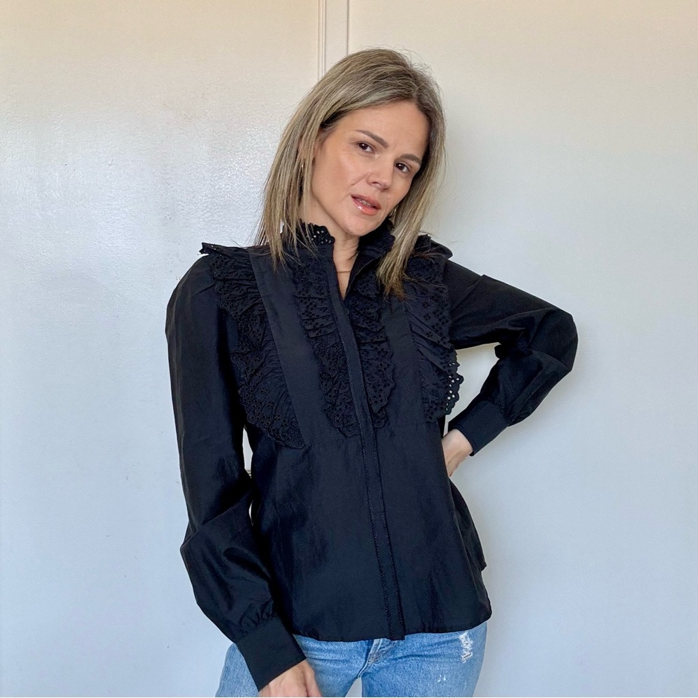 New The Westside Gemma Starlight Eyelet Top Black - Picture 4 of 11